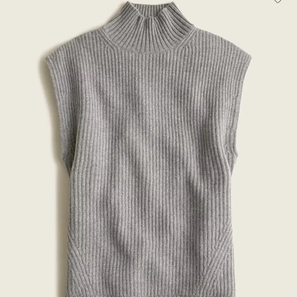 J CREW 100% Cashmere Sleeveless Turtleneck Tunic Gray XS/S